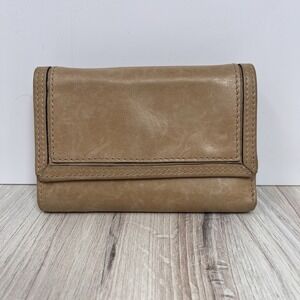 Fossil Genuine Leather Trifold Wallet Tan Organizer Zip Coin Pocket ID Holder